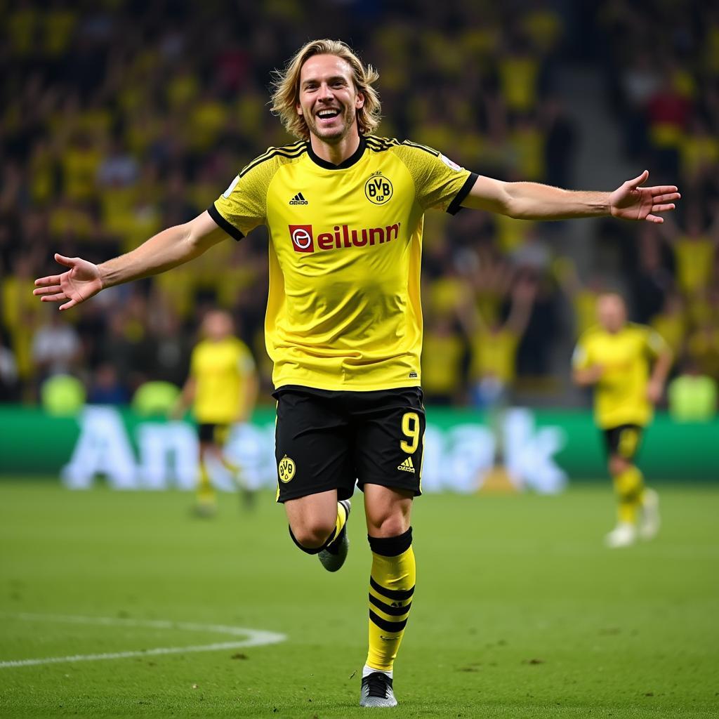 Erling Haaland wearing the number 9 jersey for Borussia Dortmund