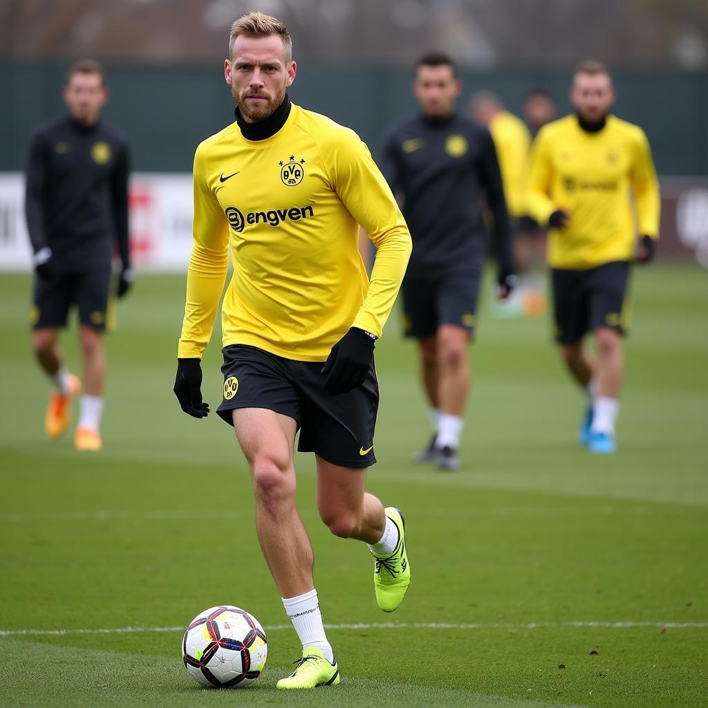 Haaland during a training session with Borussia Dortmund.