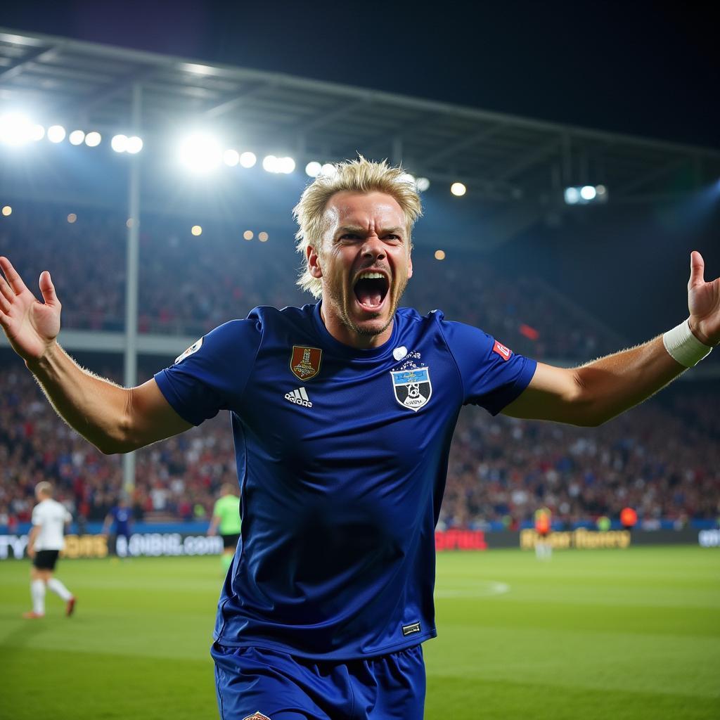 Erling Haaland celebrates a goal, showcasing his signature intensity and focus, embodying the Haaland Eage.