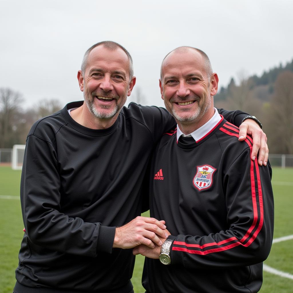 Alf-Inge Haaland and Erling Haaland posing together.