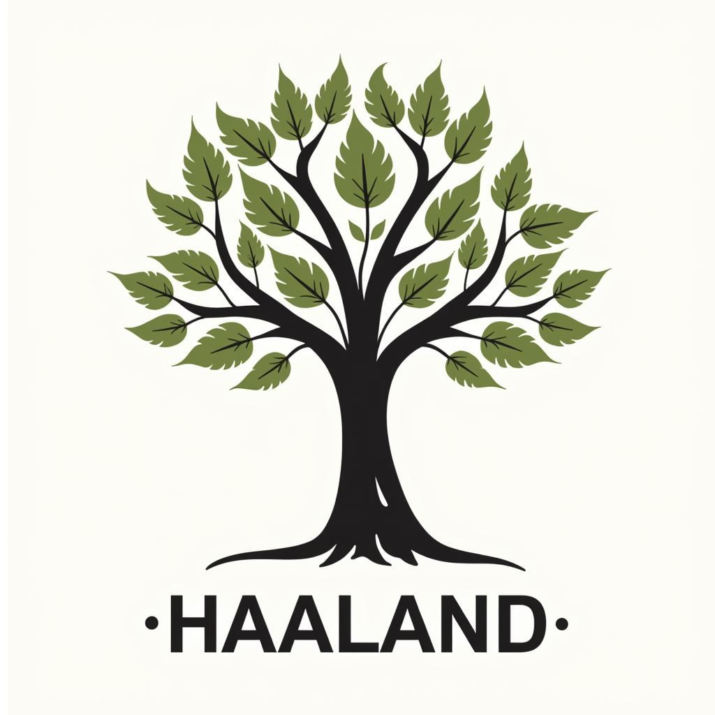 Haaland Family History in Norway - A symbolic representation of a family tree with Norwegian-inspired design elements, representing the lineage and heritage of the Haaland name in Norway. The image should evoke a sense of history and connection to the land.