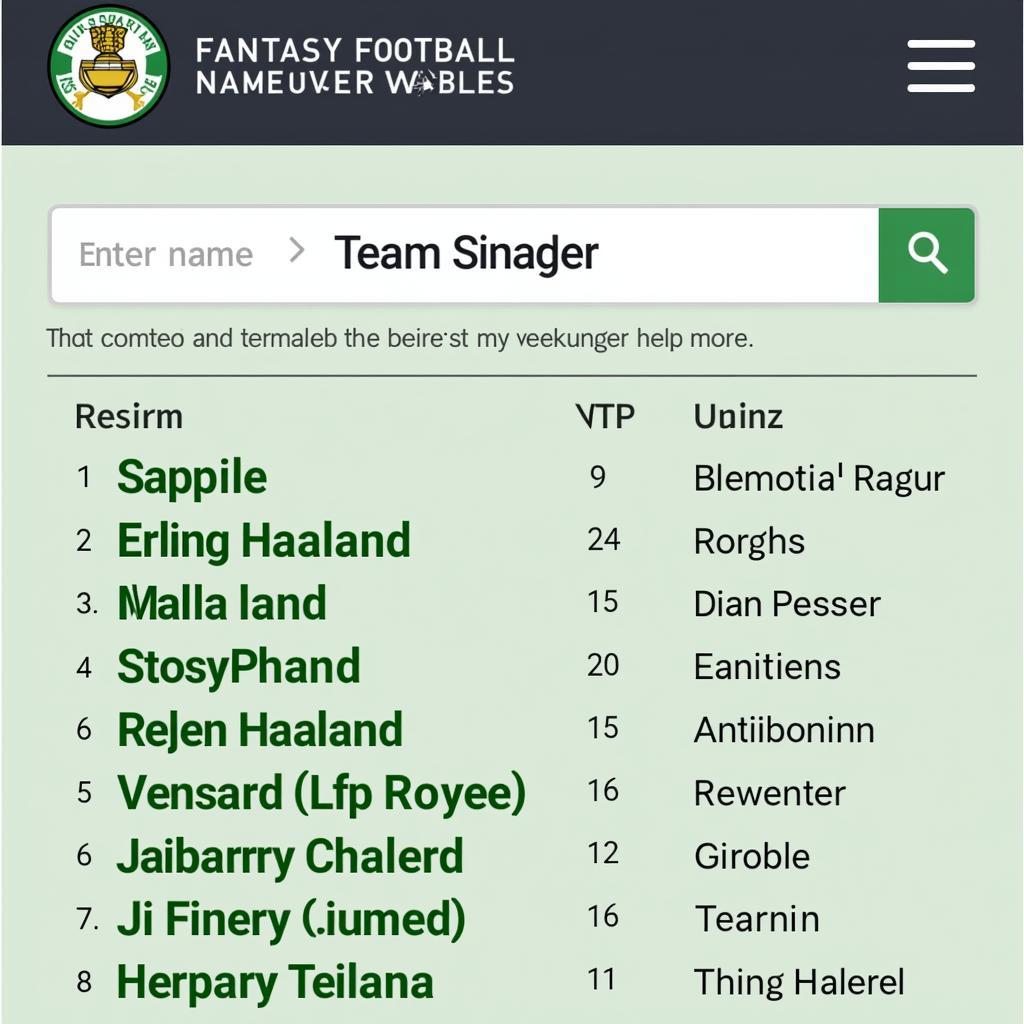 Haaland Fantasy Football Names Generator