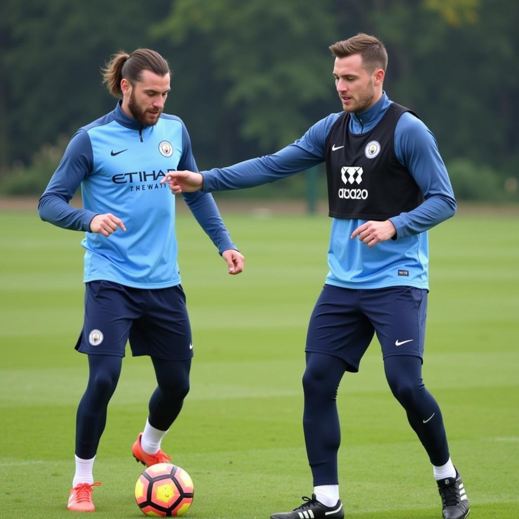 Haaland and Foden during a training session at Manchester City