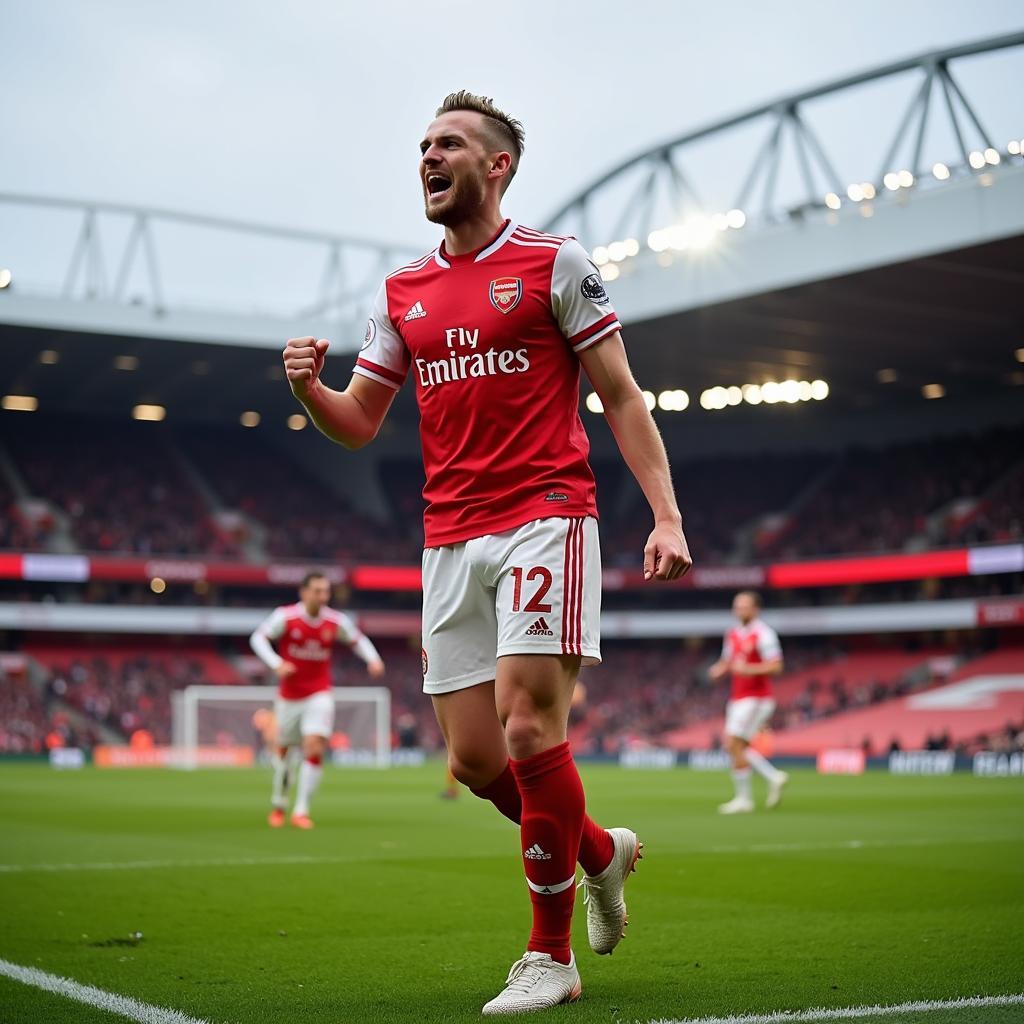 Haaland celebrates a goal against Arsenal