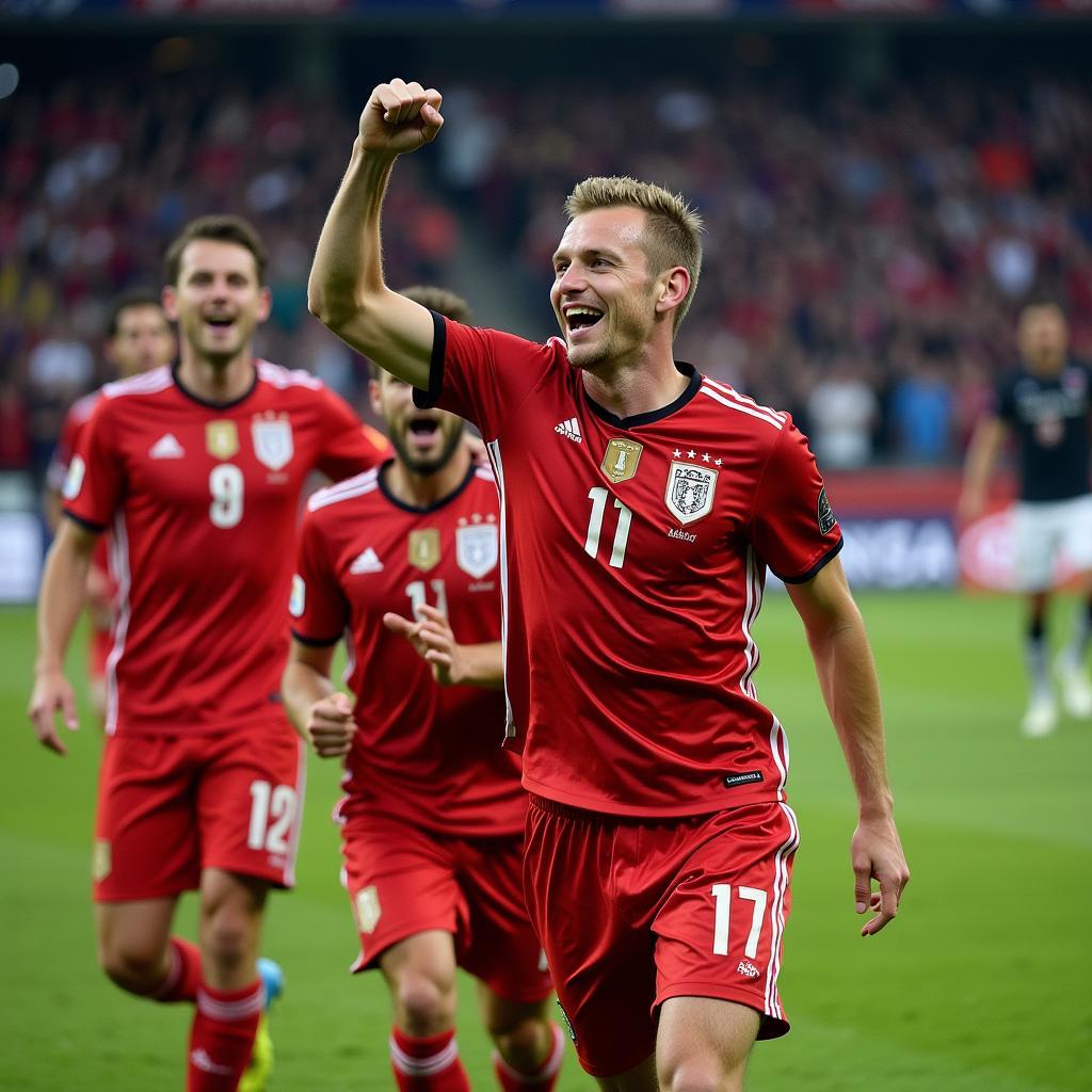 Haaland celebrating his goal against Düsseldorf