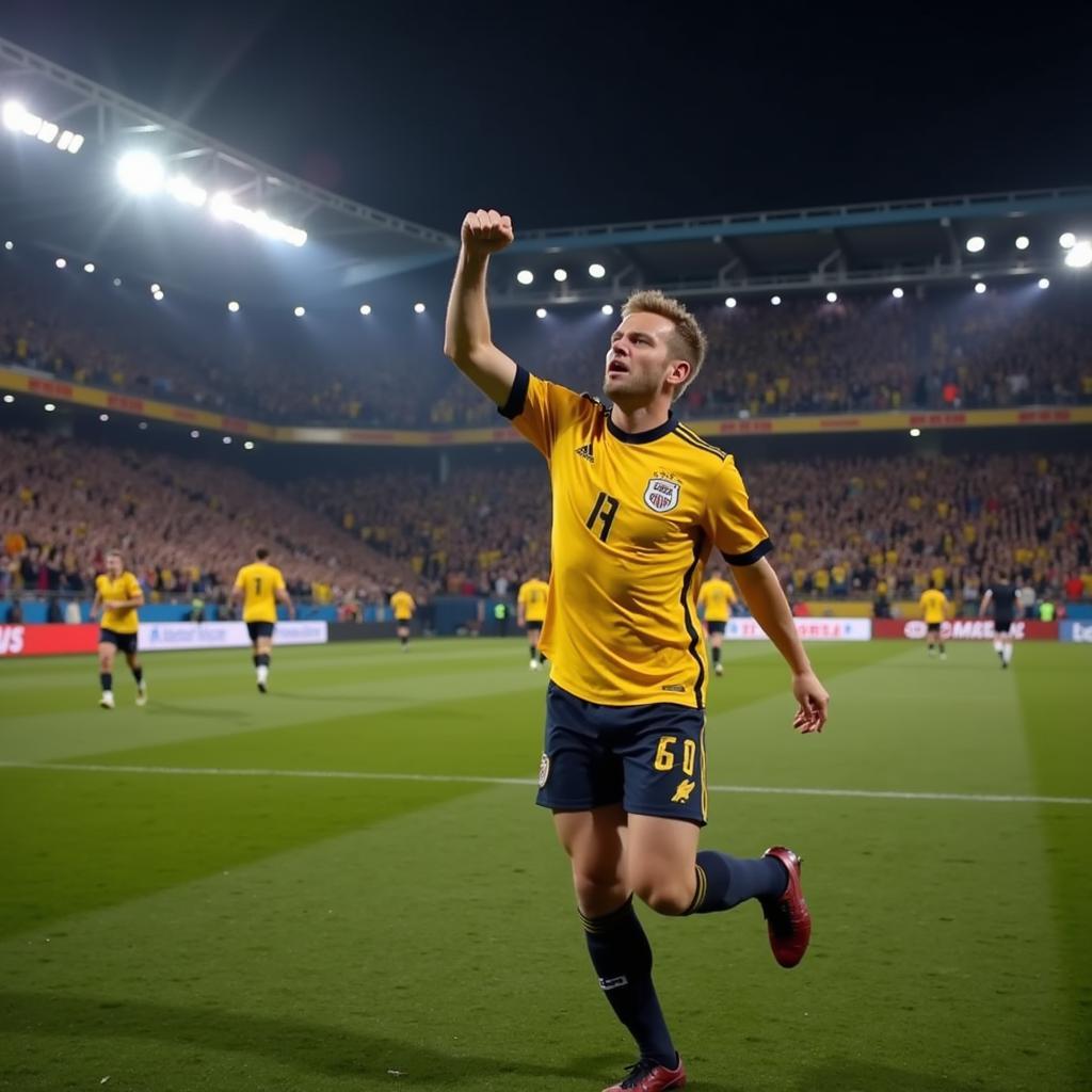 Haaland celebrates his goal against Union Berlin