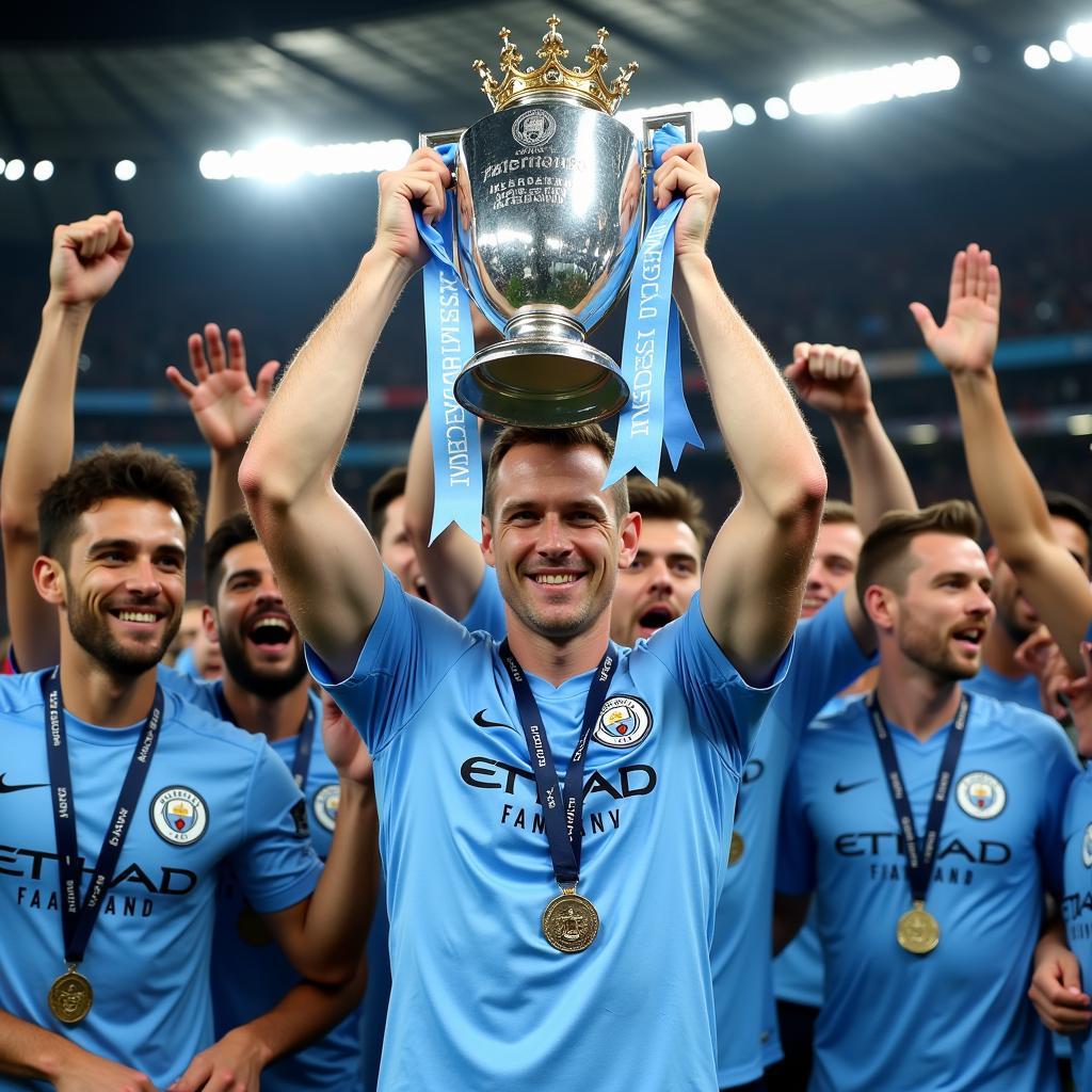 Haaland holds the Premier League Trophy