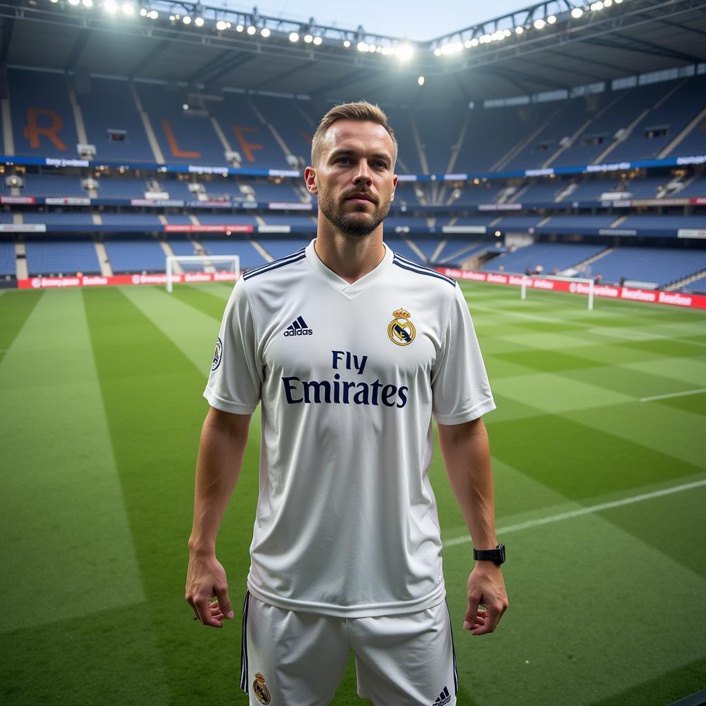 Erling Haaland in a Real Madrid kit