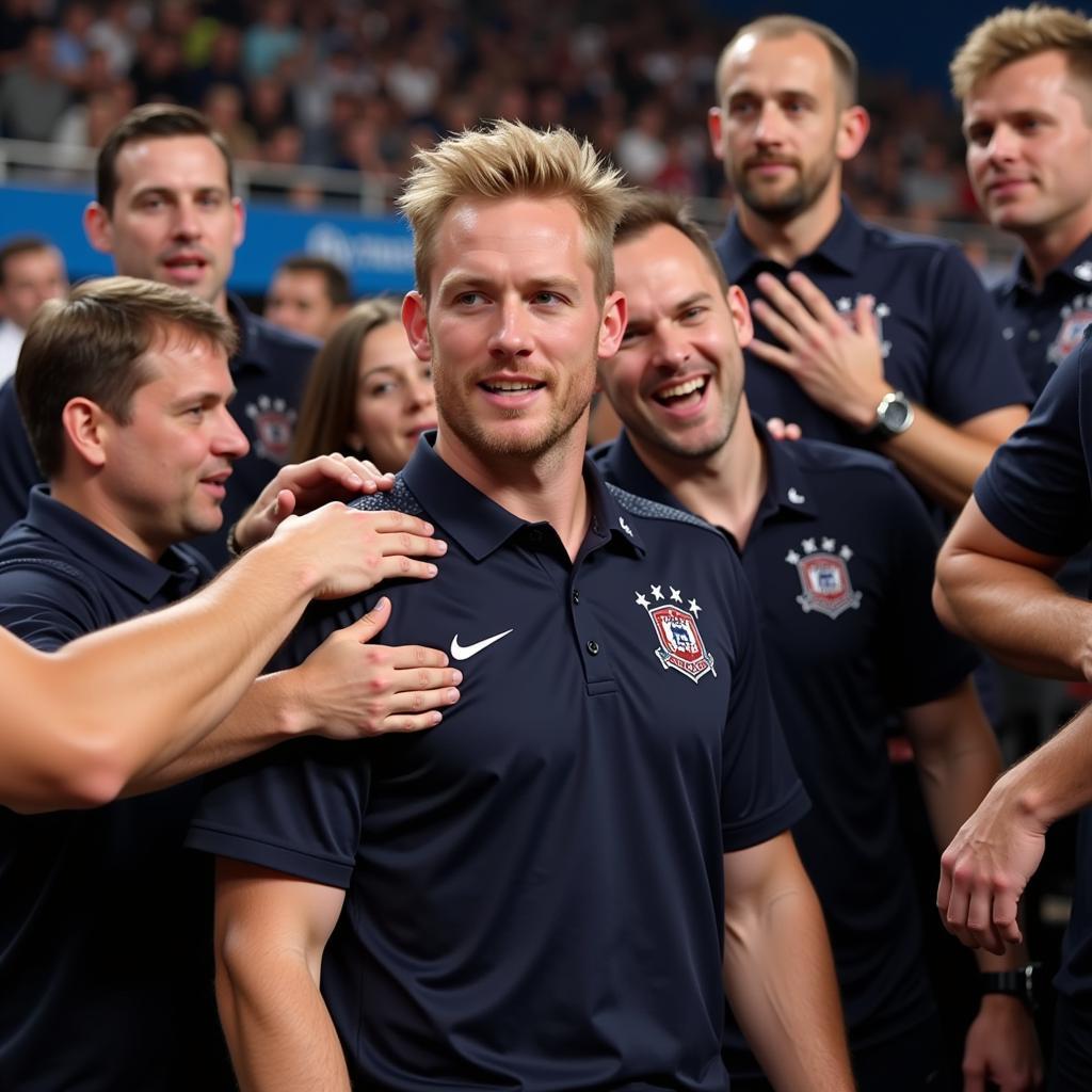 Erling Haaland interacting with fans, showcasing his connection with the public.