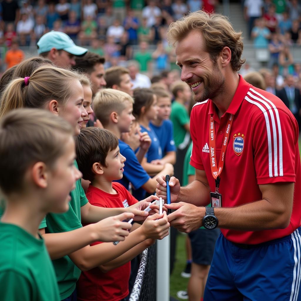 Haaland interacting with young fans