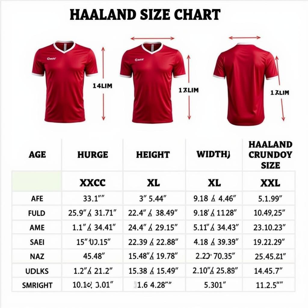 Haaland Jersey Size Chart for Kids