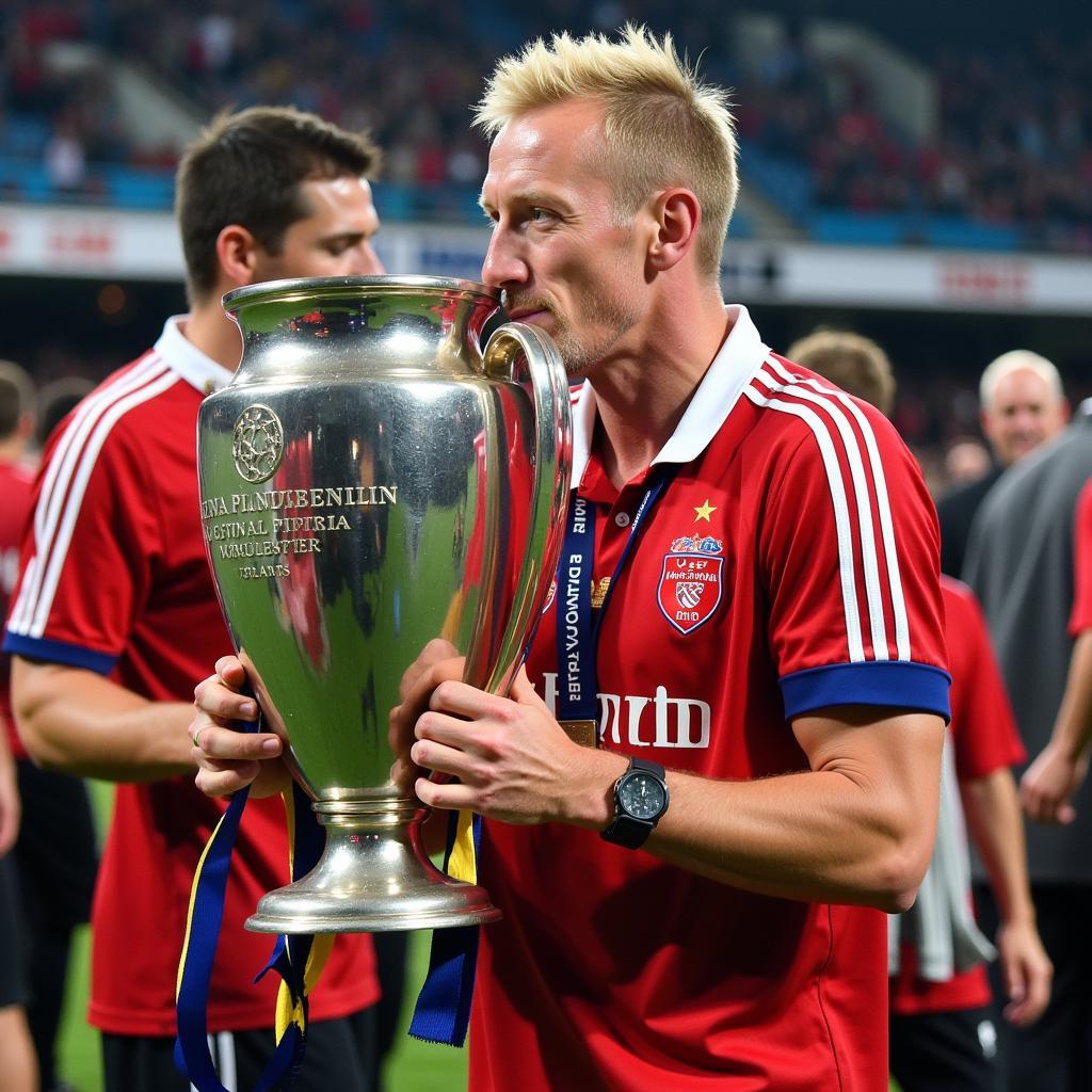 Haaland Kissing Champions League Trophy