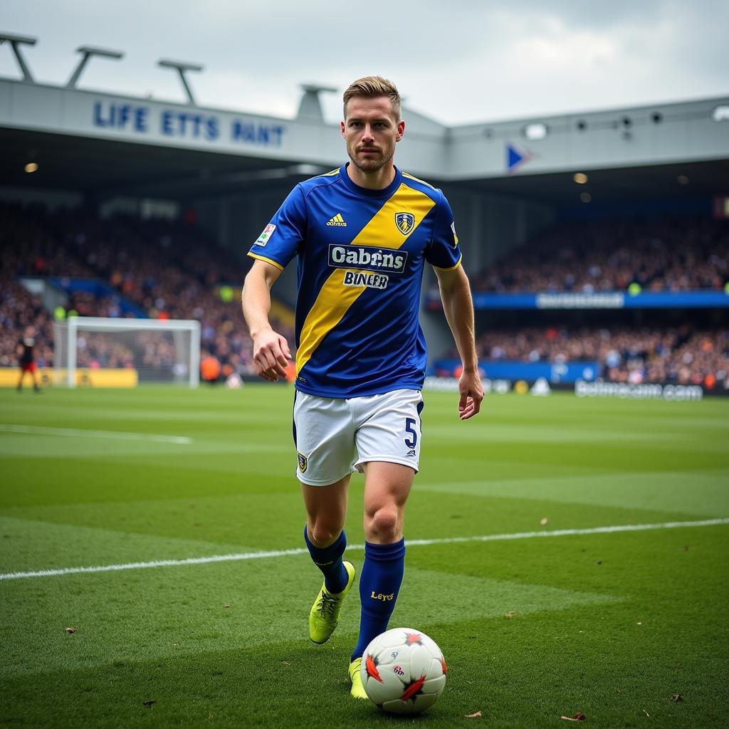 Erling Haaland superimposed onto a current Leeds United kit