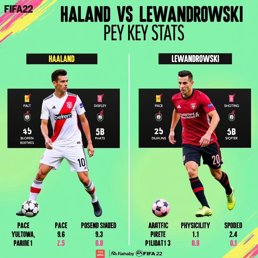 Haaland and Lewandowski stats comparison in FIFA 22