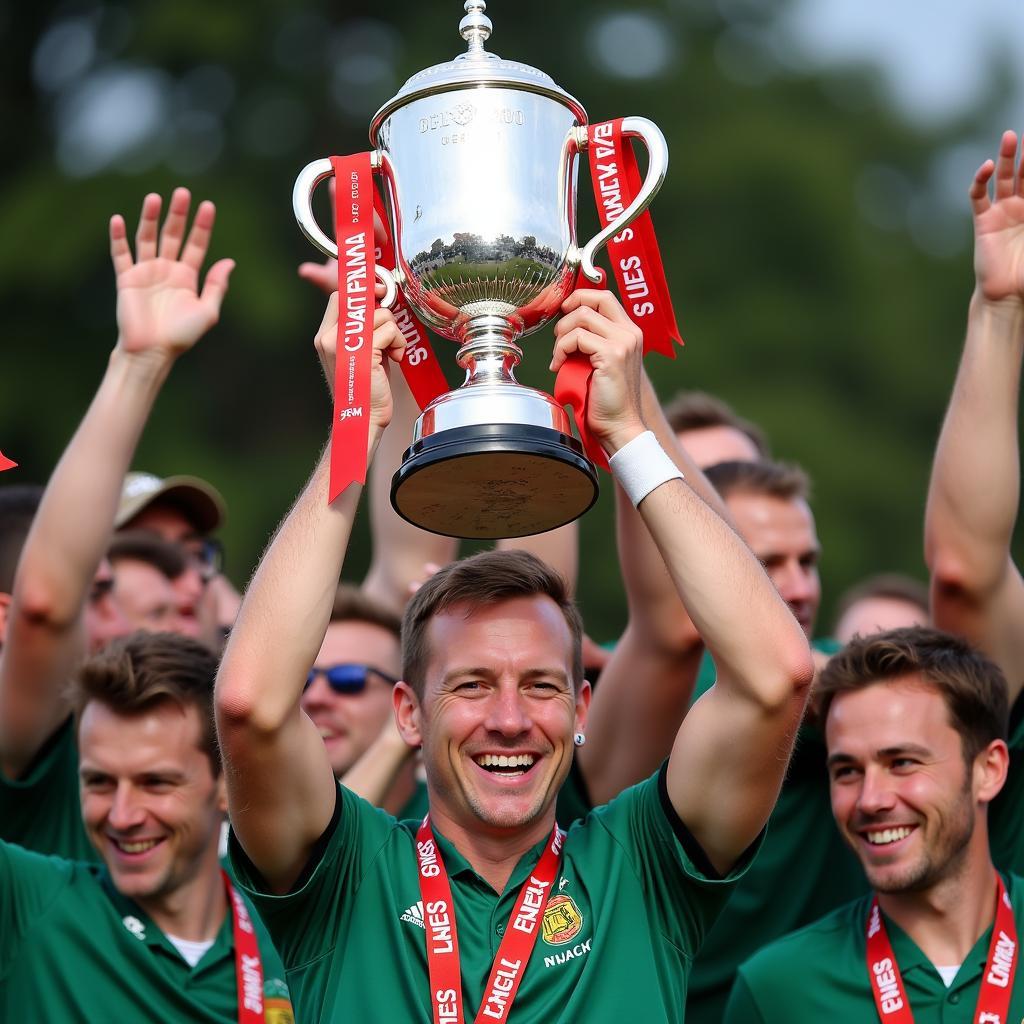 Haaland Lifting a Trophy