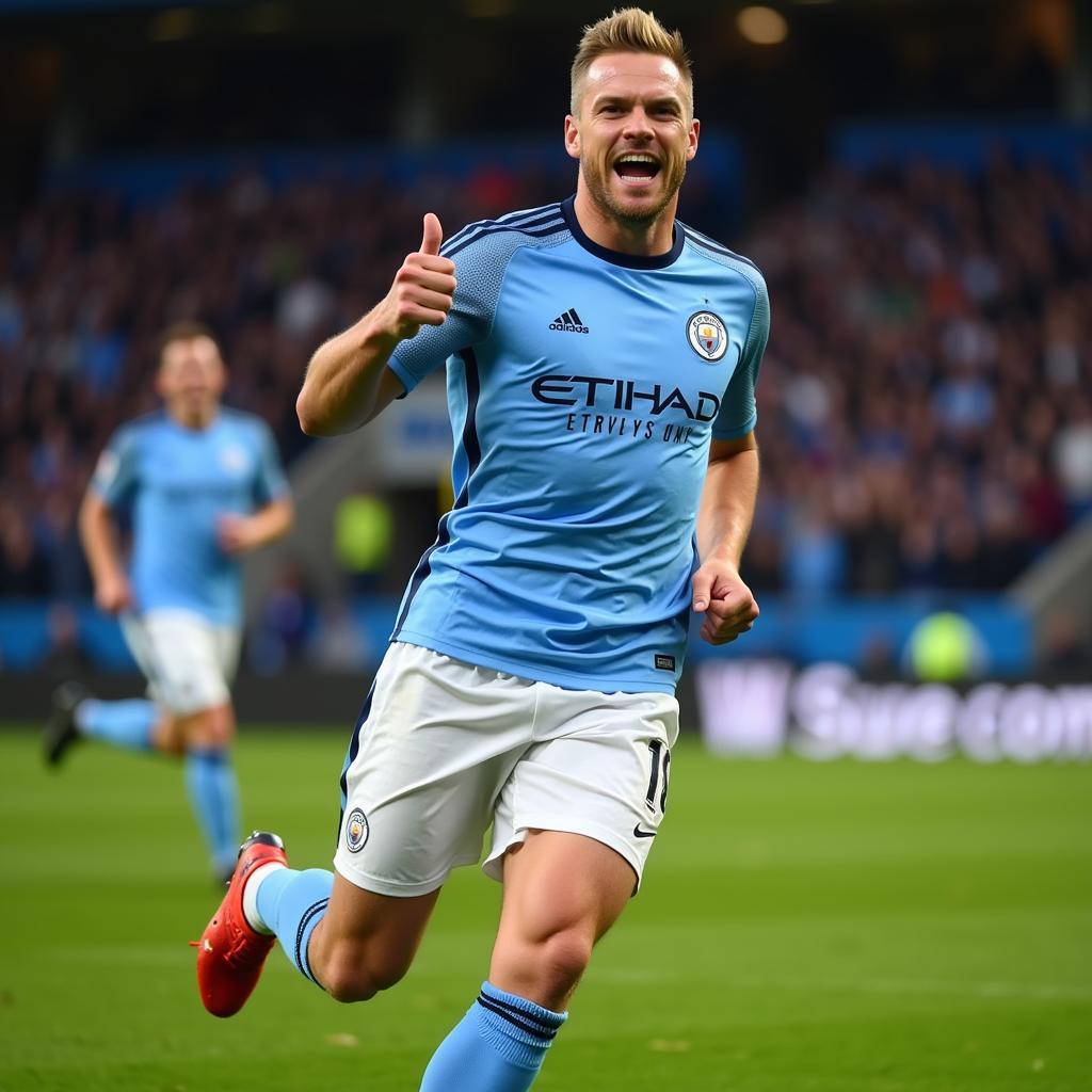 Haaland celebrating a goal for Manchester City