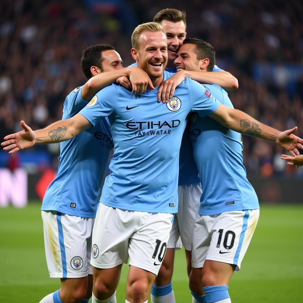 Erling Haaland Celebrating a Goal for Man City