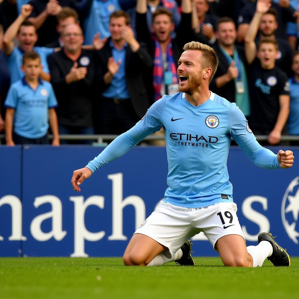 Haaland scoring for Manchester City in the Champions League