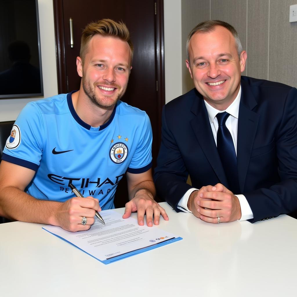 Haaland signing his Man City contract