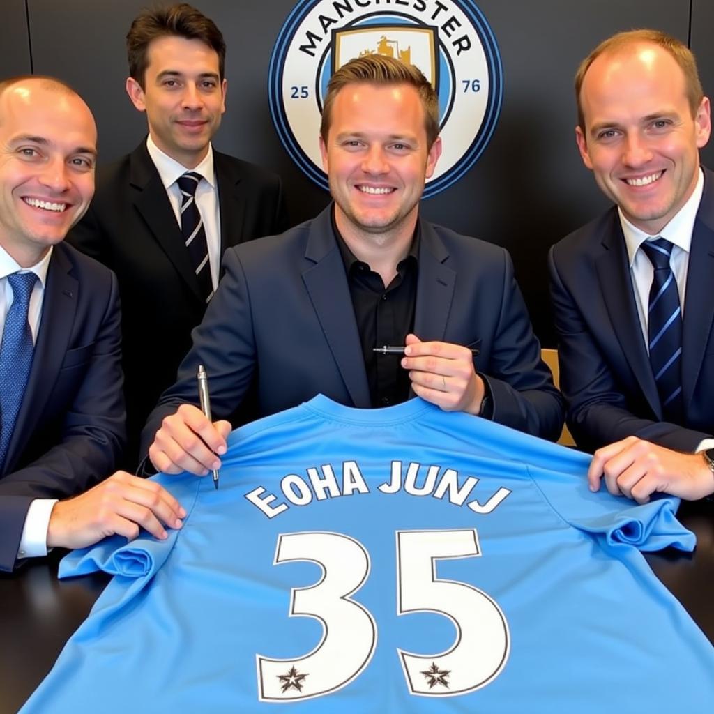 Haaland signing his Man City Contract