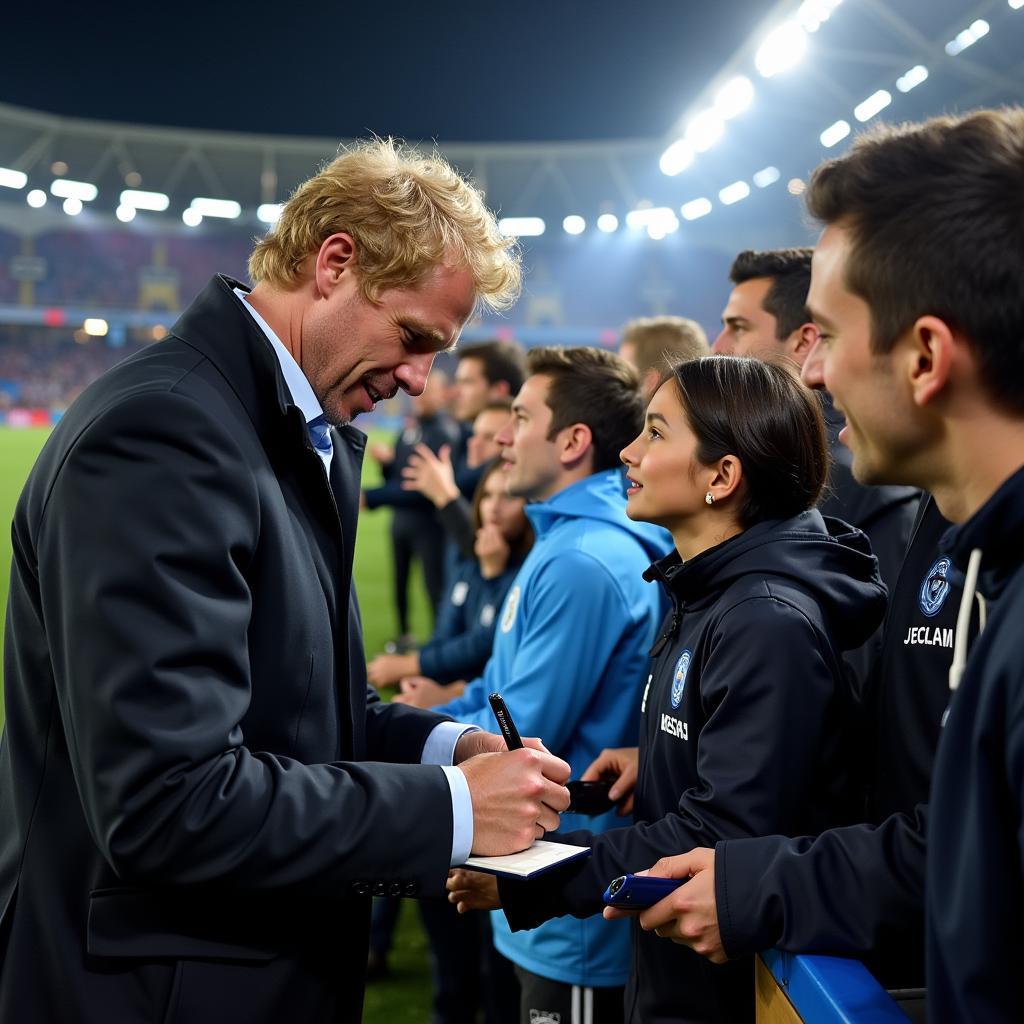 Haaland interacting with Man City fans