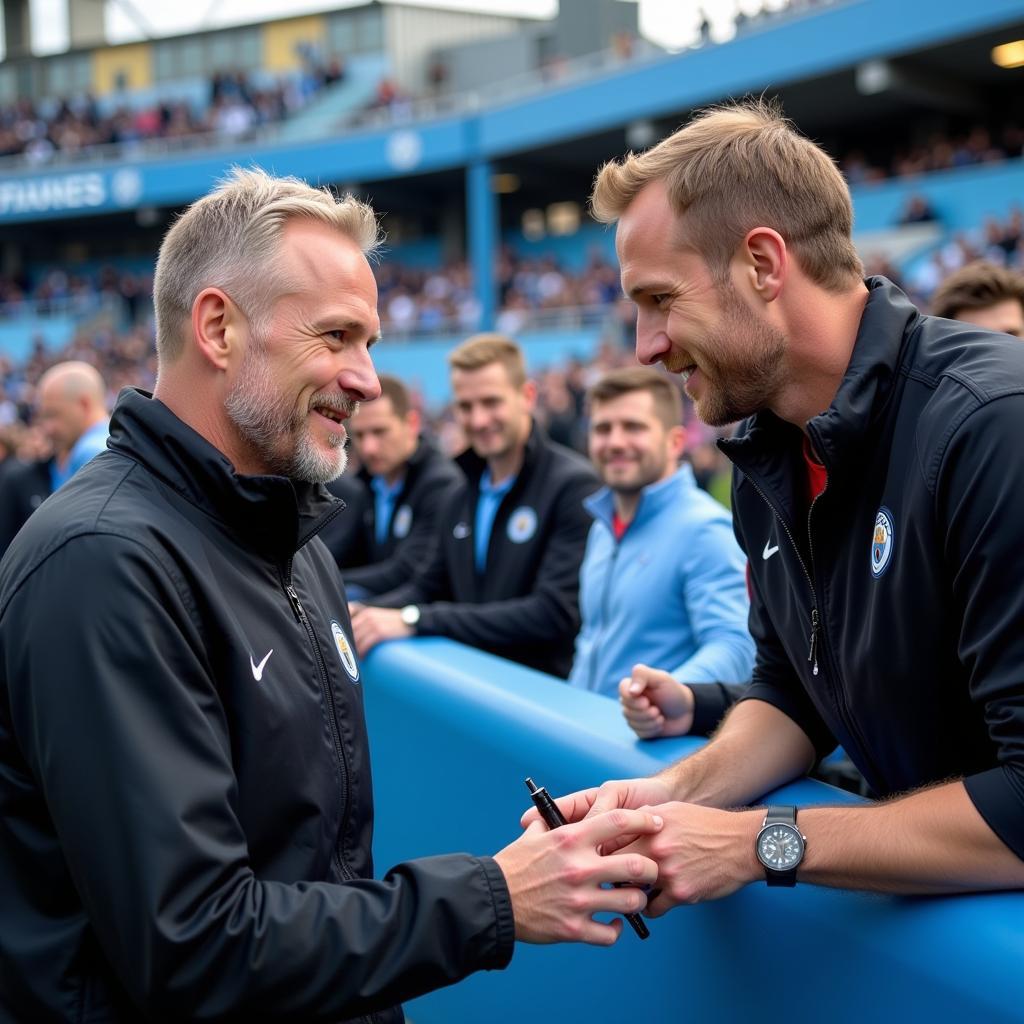 Haaland interacting with Manchester City fans