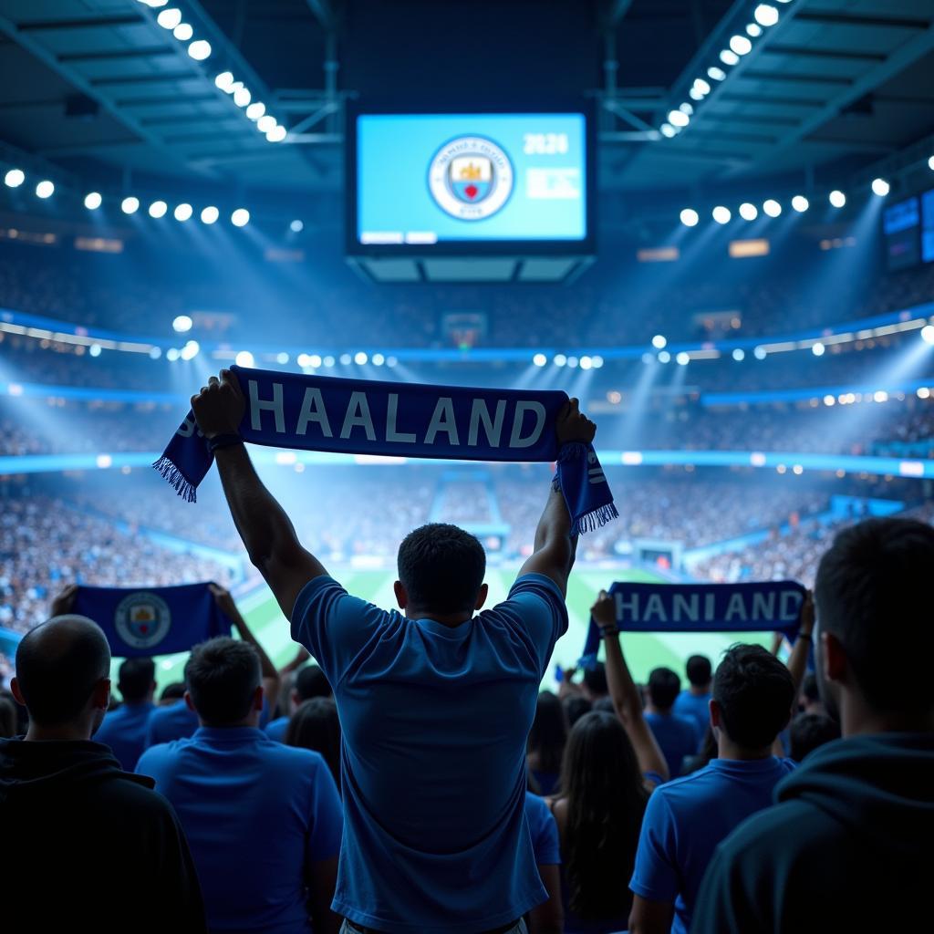 Haaland Man City fans chanting in the stadium