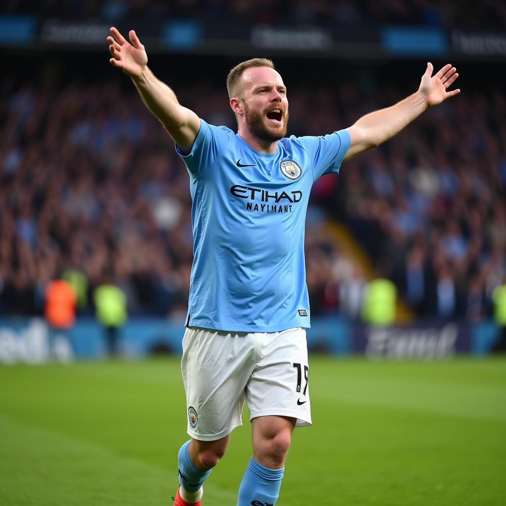 Haaland Celebrating a Goal for Man City