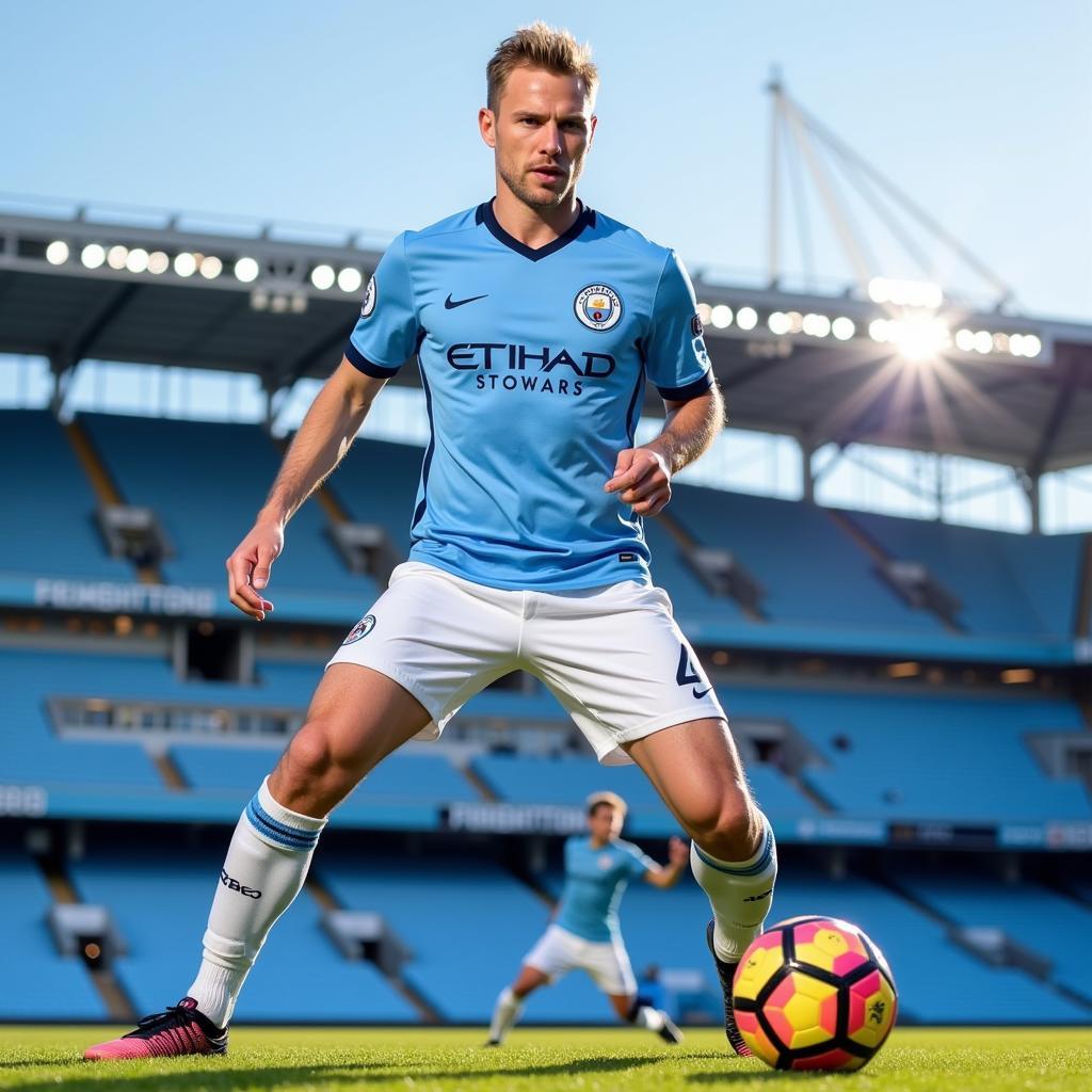 Haaland in the 23/24 Man City home kit