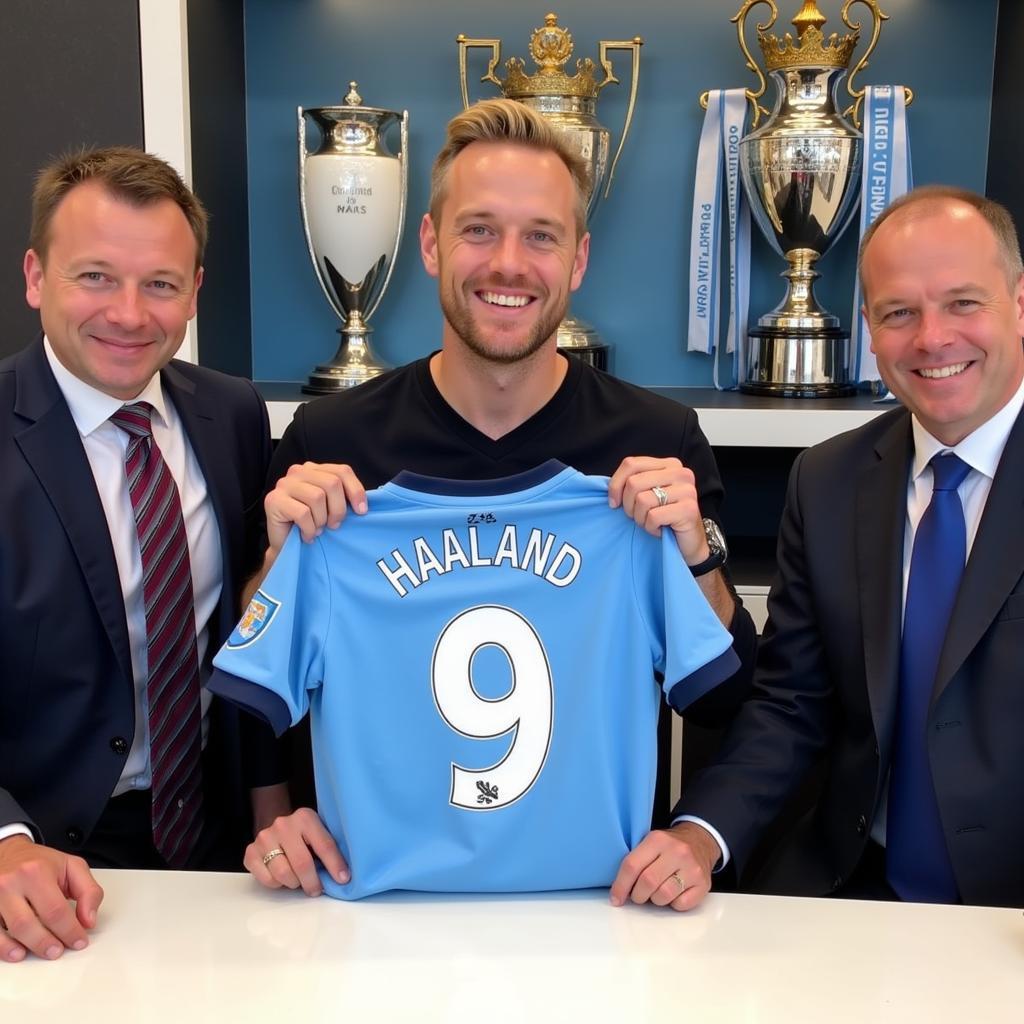 Erling Haaland Signing Contract with Man City