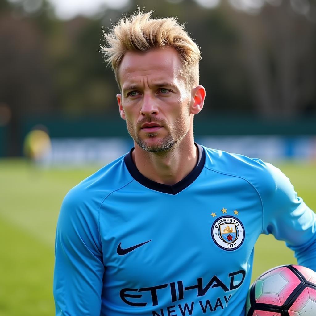 Haaland in Man City training gear for the 2023 season.