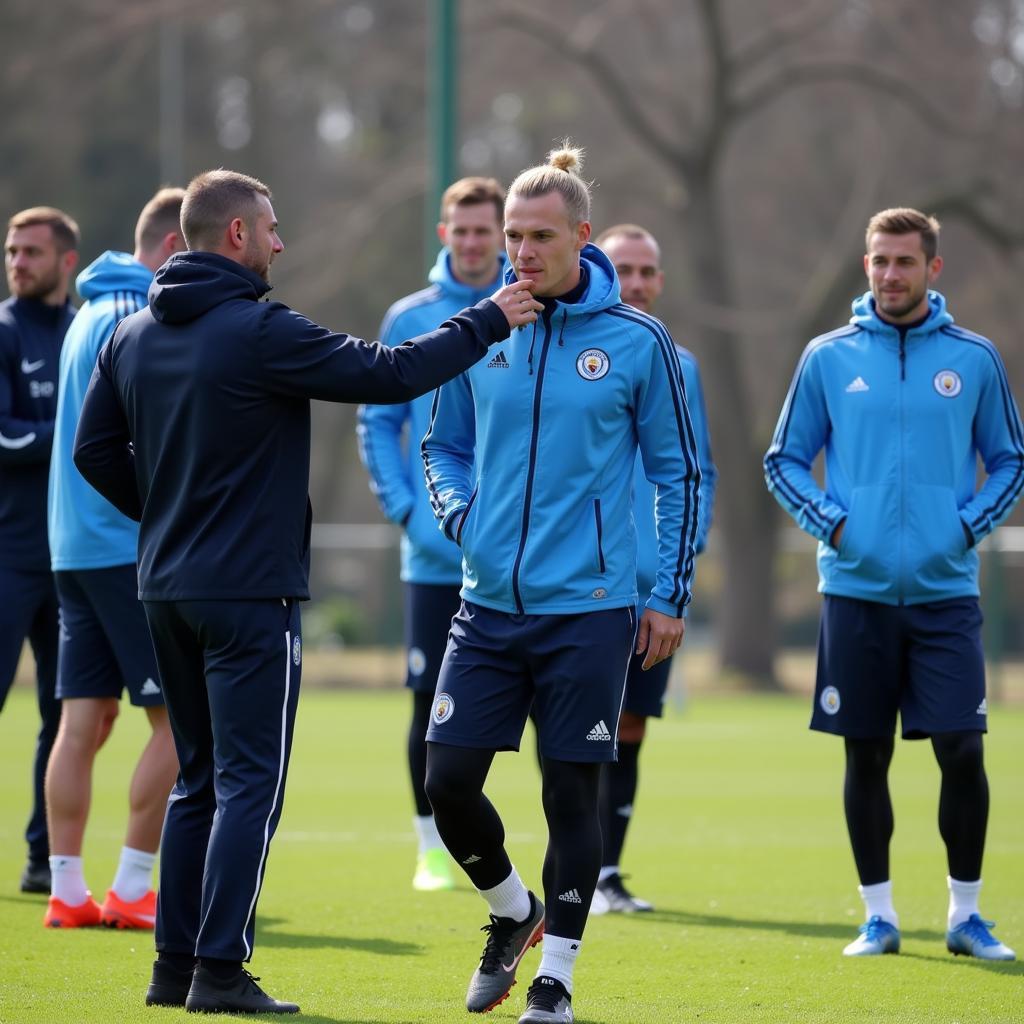 Erling Haaland training with Man City before his debut