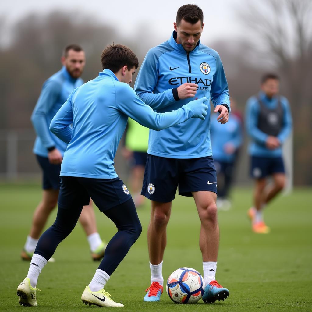 Erling Haaland training with his Manchester City teammates