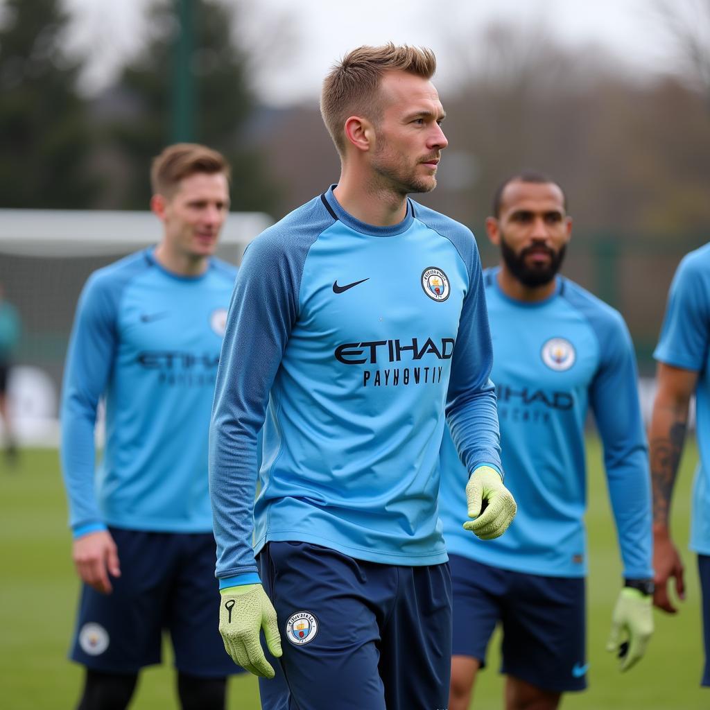 Erling Haaland training with Manchester City teammates