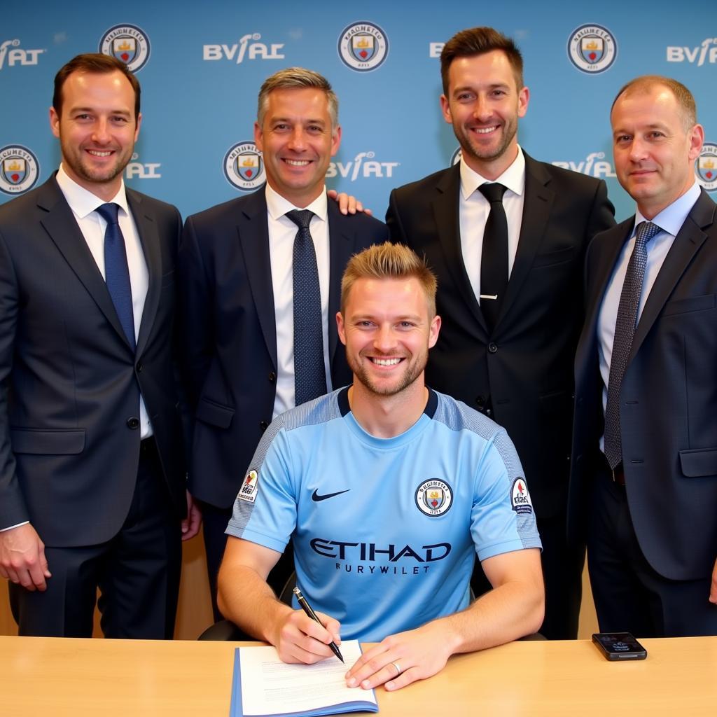 Haaland signing his Man City contract