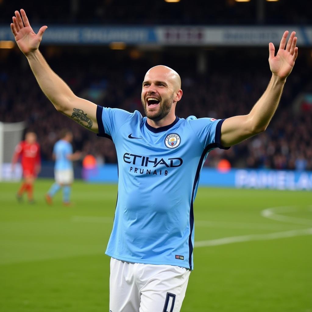 Haaland Celebrates in a Manchester City Jersey