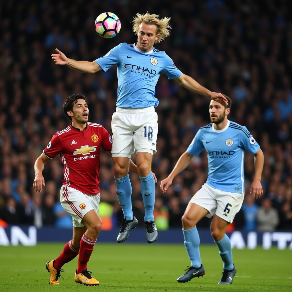 Haaland scores a header for Manchester City