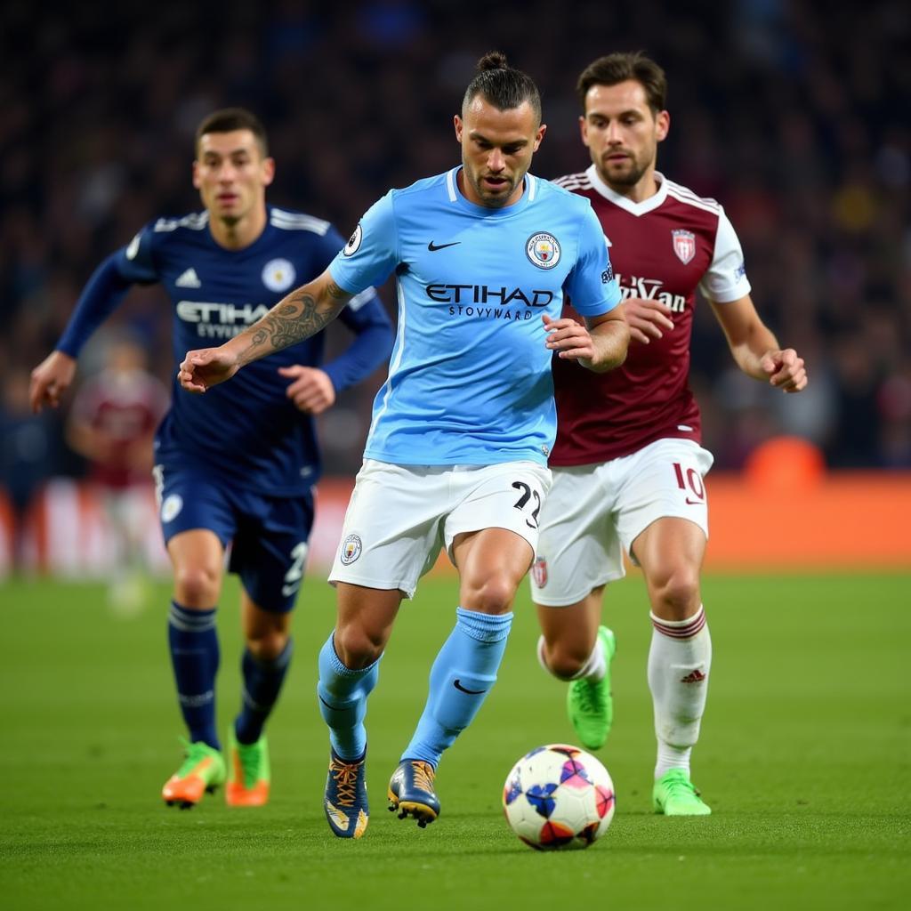 Haaland playing for Manchester City in the Premier League