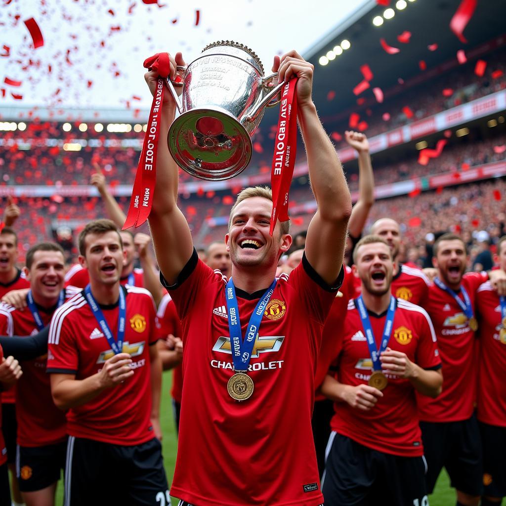 Erling Haaland celebrating a title win with Manchester United