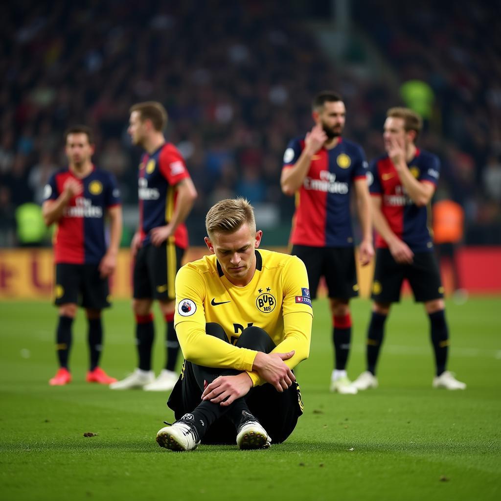 Erling Haaland performs his signature meditation celebration after scoring against PSG