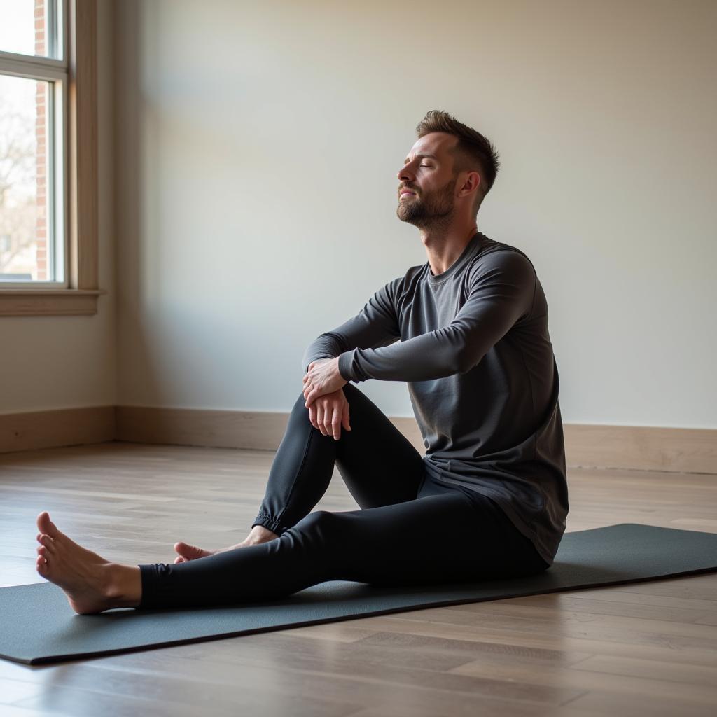 Erling Haaland practicing meditation as part of his training regime.