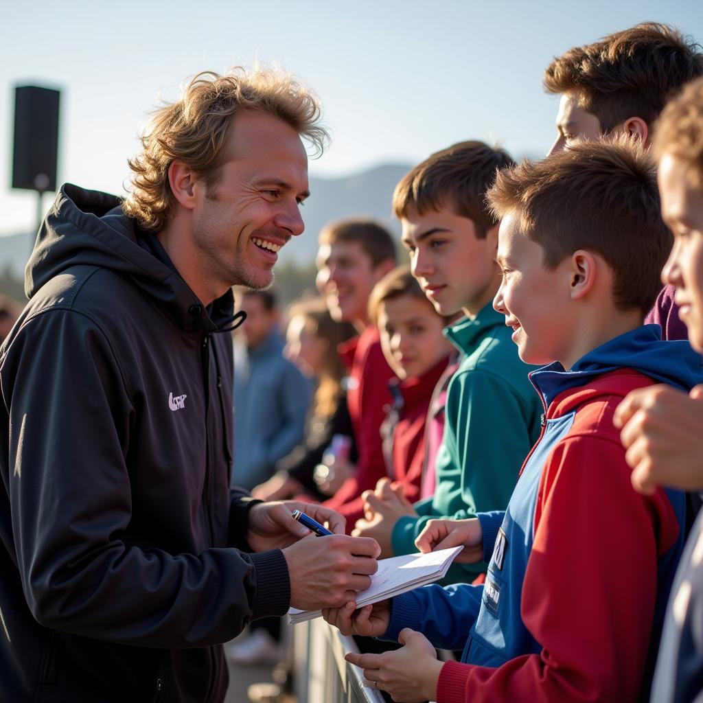 Haaland interacting with young fans