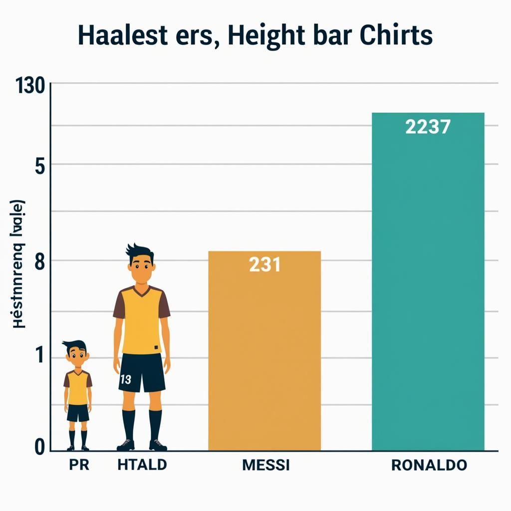 Height comparison chart of Haaland, Messi, and Ronaldo