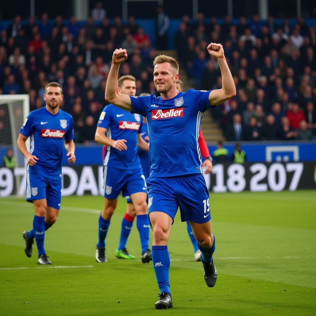 Haaland celebrating a goal for Molde FK