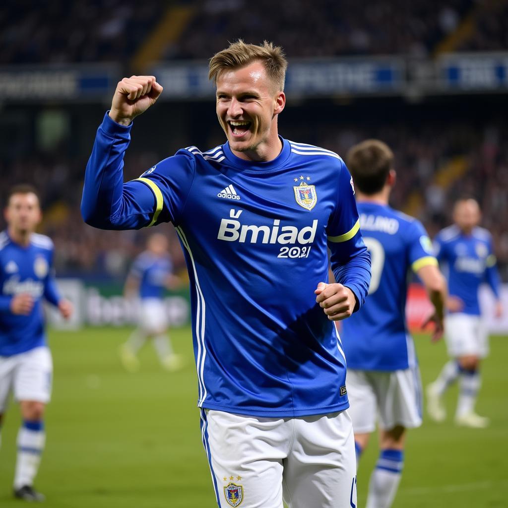 Erling Haaland celebrating a goal for Molde FK