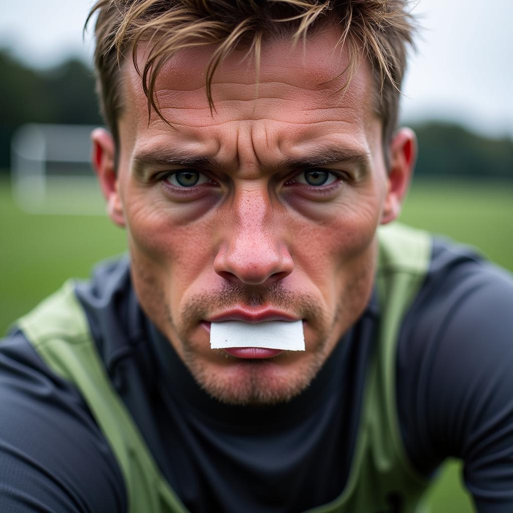 Erling Haaland training with mouth tape