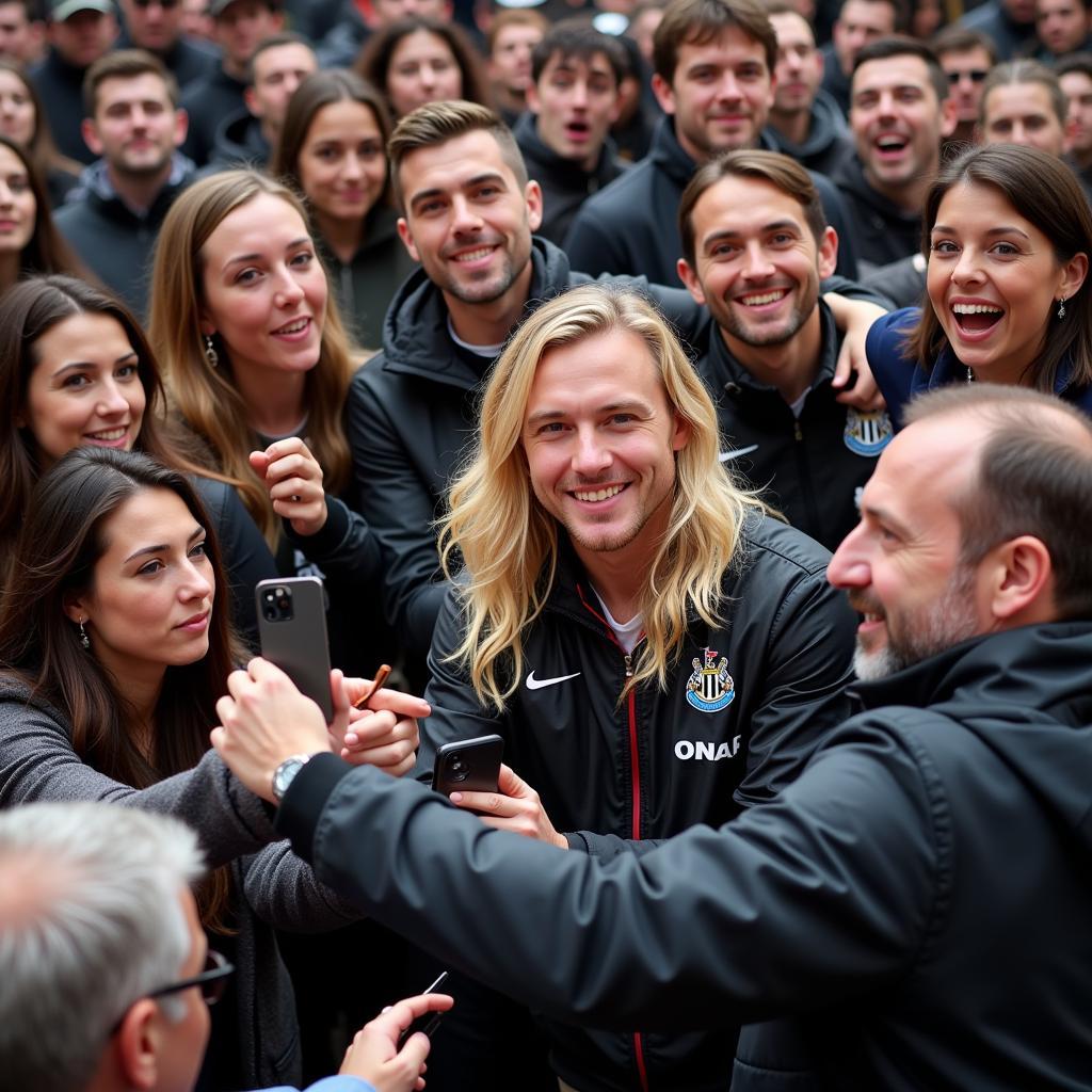 Haaland signing autographs for Newcastle fans