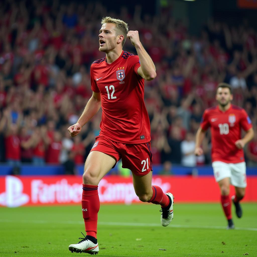 Erling Haaland celebrates a goal for Norway