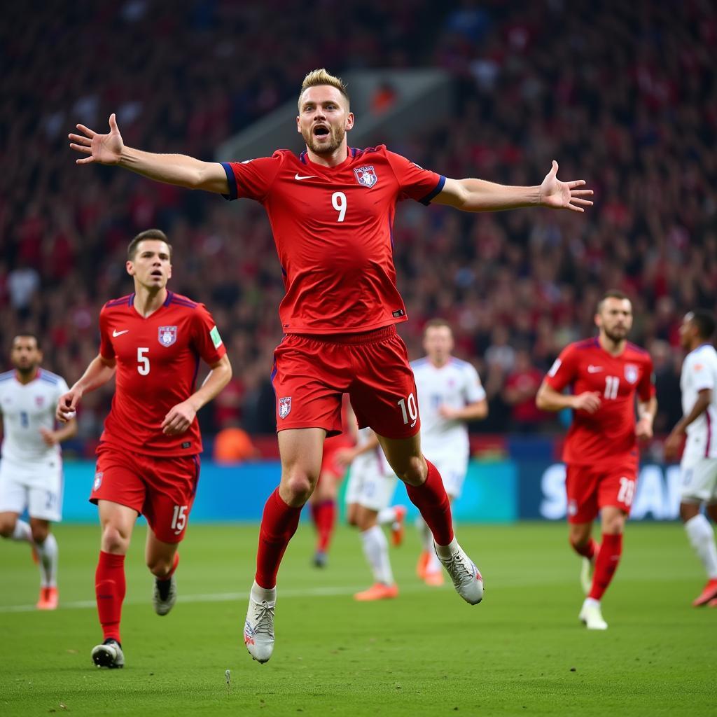 Erling Haaland celebrating a goal for Norway