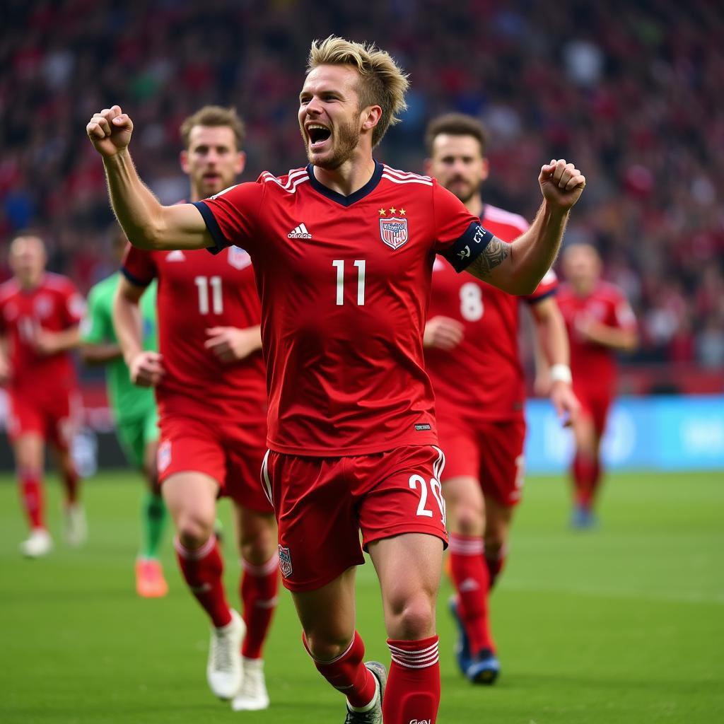 Haaland Celebrating a Goal for Norway